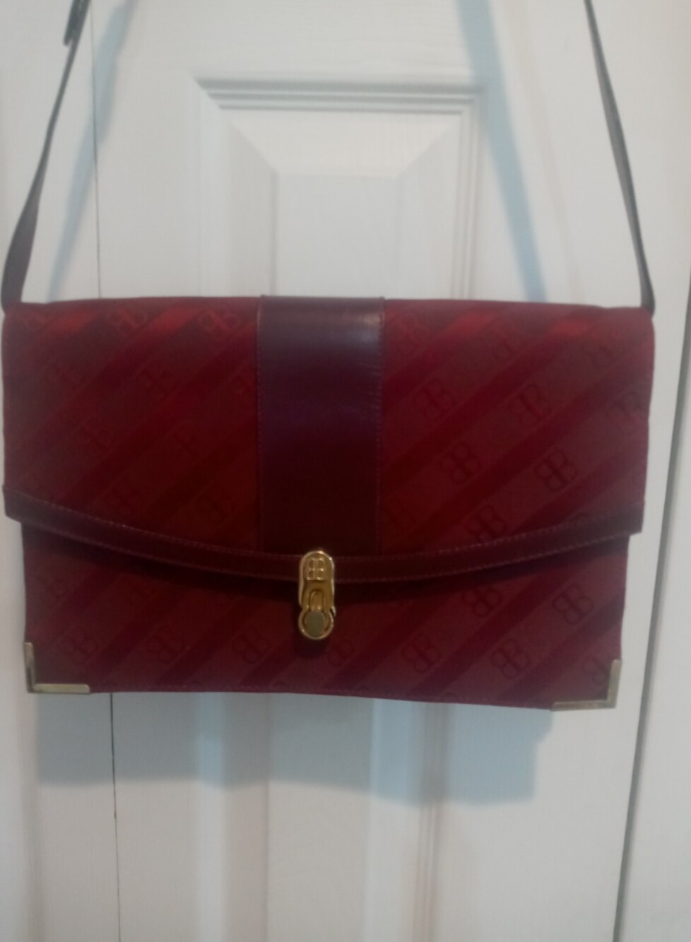 Balenciaga Classic Women's Burgundy Shoulder Bag with Gold Hardware